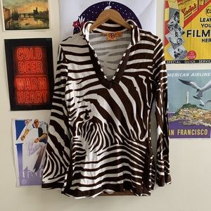 Tort Burch Zebra Print Terrycloth Tunic